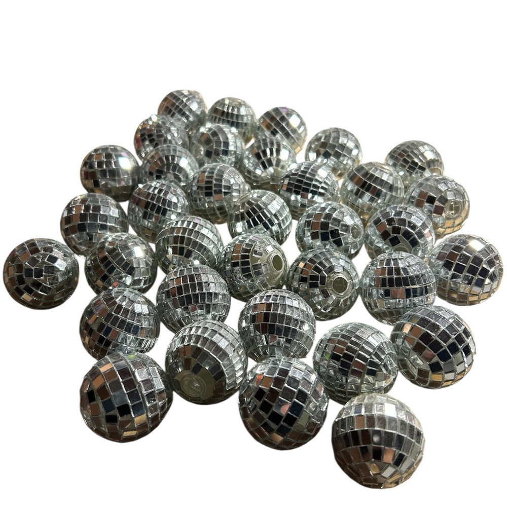 Lot of 35 Mini Disco Ball Ornaments Silver Party Retro